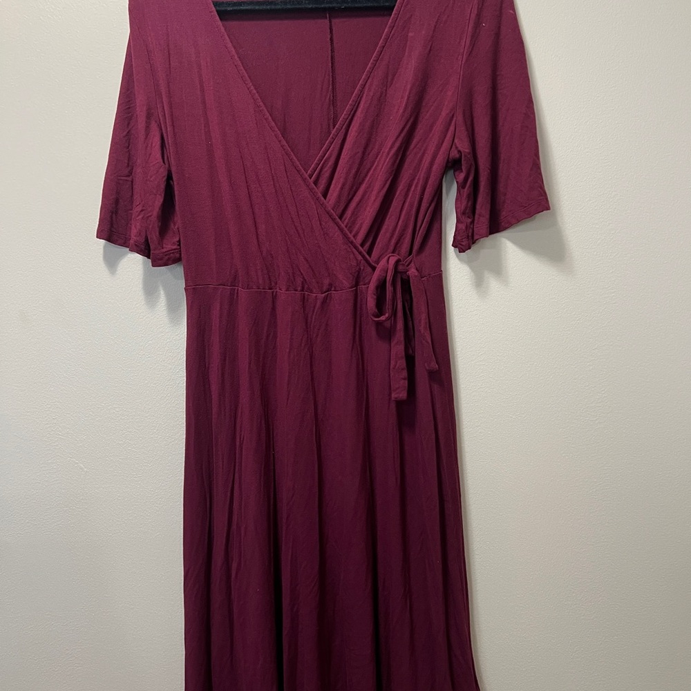 Old Navy Deep Red Midi Wrap Dress